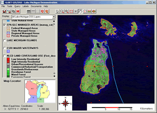 Figure 1. Great Lakes Islands Geographic Information System/Decision Support System interface