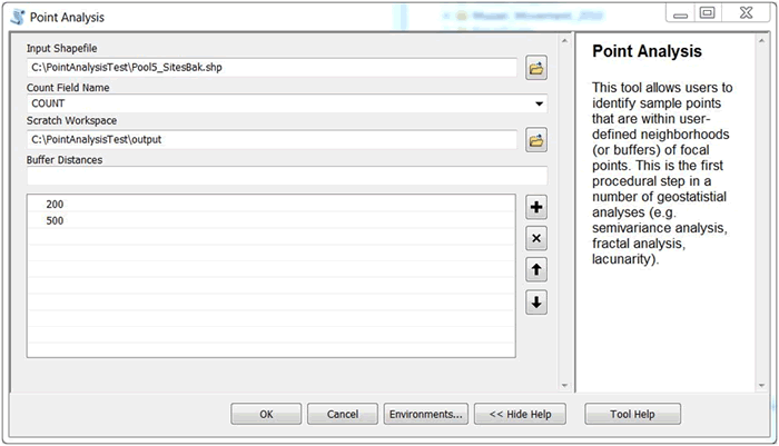 Moving Window Point Analysis Tool