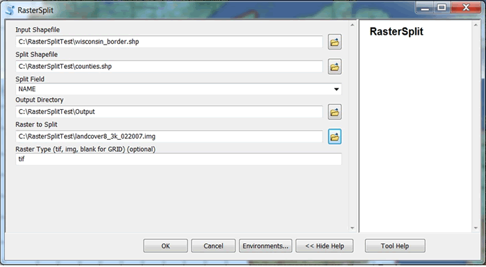 Raster Split tool example graphic