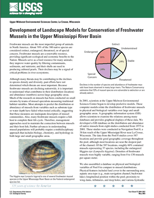 Development of landscape models for conservation of freshwater mussels in the Upper Mississippi River Basin
