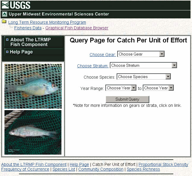 Query Page for Catch Per Unit of Effort