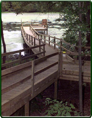 walkway to an observation platform over the water