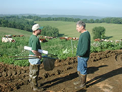 USGS Staff Shawn Weick and Landowner Art Thicke  (Photo by Joel Jahimiak)