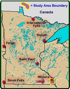 Study area in Houston and Winona counties, Minnesota