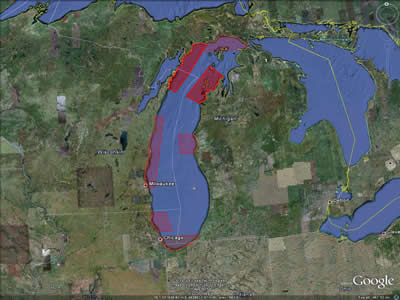 Lake Michigan aerial survey map