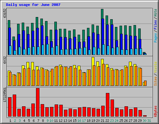 Daily usage for June 2007