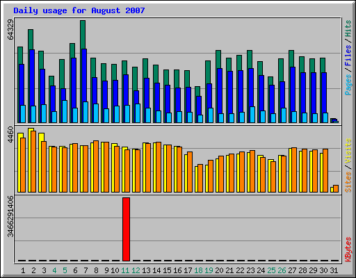 Daily usage for August 2007