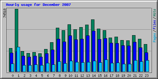Hourly usage for December 2007