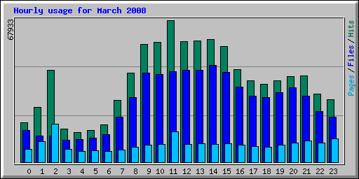 Hourly usage for March 2008
