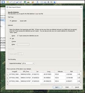 Figure 7. Using the Google Earth’s Data Import Wizard to import text-based location data. 