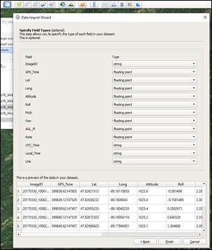 Figure 8. The Data Import Wizard dialogs display a data preview for visual confirmation