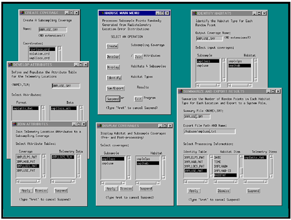 Figure 3: Processing and display menus for HABUSE.AML. (Click images for larger scale)