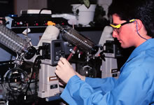 Scientist prepares samples for analysis in the lab
