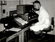 Scientist Joseph Hunn at gas chromatograph