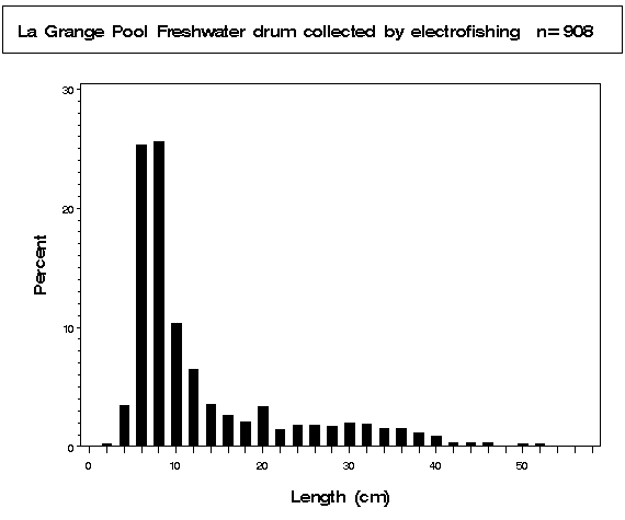 La Grange Pool Freshwater drum collected by electrofishing