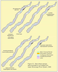 Sites where species were recorded in La Grange Pool