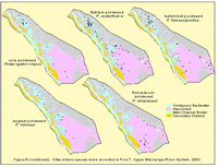 Sites where species were recorded in Pool 7