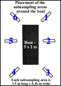 Subsampling area arrangement around the boat