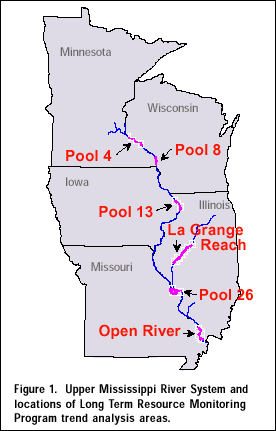 Figure 1. locations of LTRMP trend analysis areas.