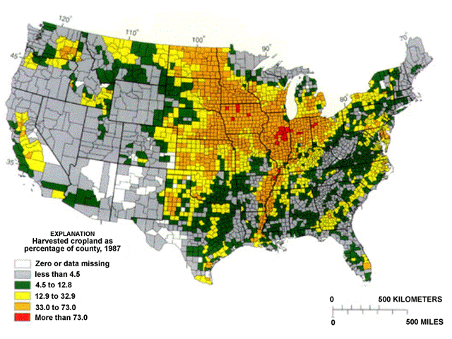 Herbicides applied to cropland