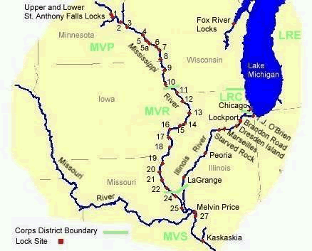 US Army Corps of Engineers' lock and dams (map)