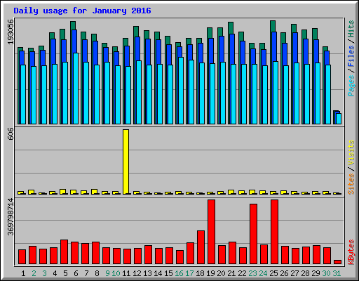 Daily usage for January 2016