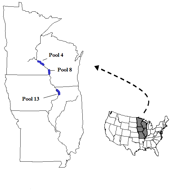 Figure 1. Location of study Pools 4, 8, and 13